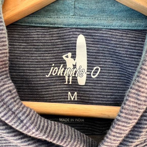 johnnie-O Gunnar Long Sleeve Striped Hoodie Shirt Men's M Twilight Blue - Picture 4 of 8